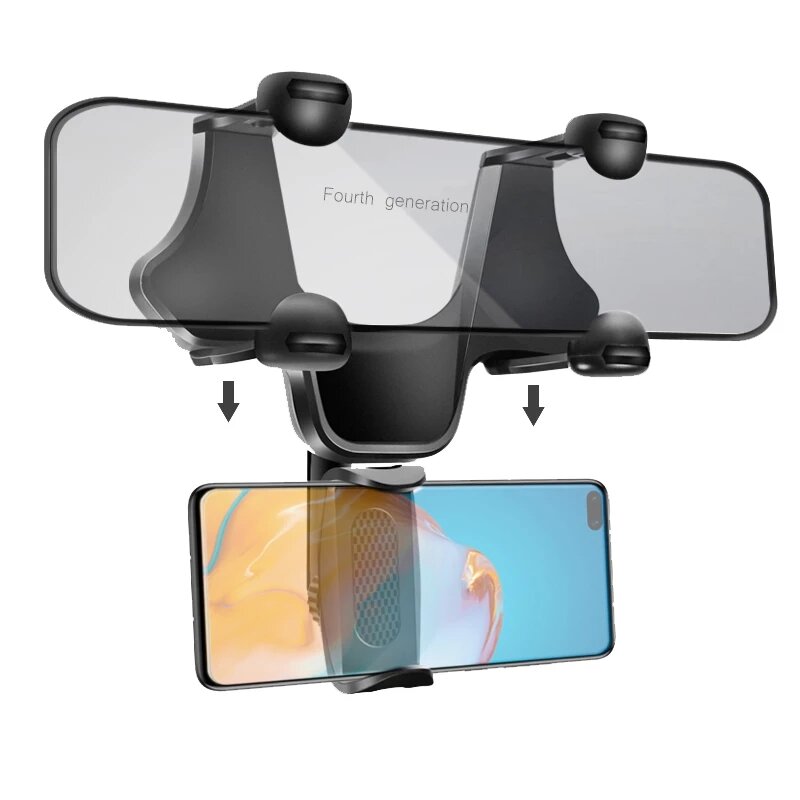 Car Rearview Mirror Mobile Phone Holder GPS Mount 4.0-6.2 inch
