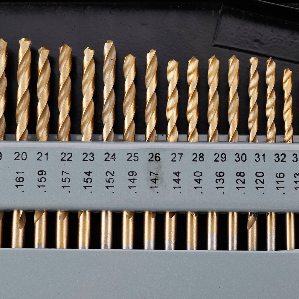 21/29/115 Pcs Titanium Coating Quick Change Twist Drill Set Individual HSS Drill Bits 1/16"-1/2" #60-#1 A-Z Round Shank Drill Set