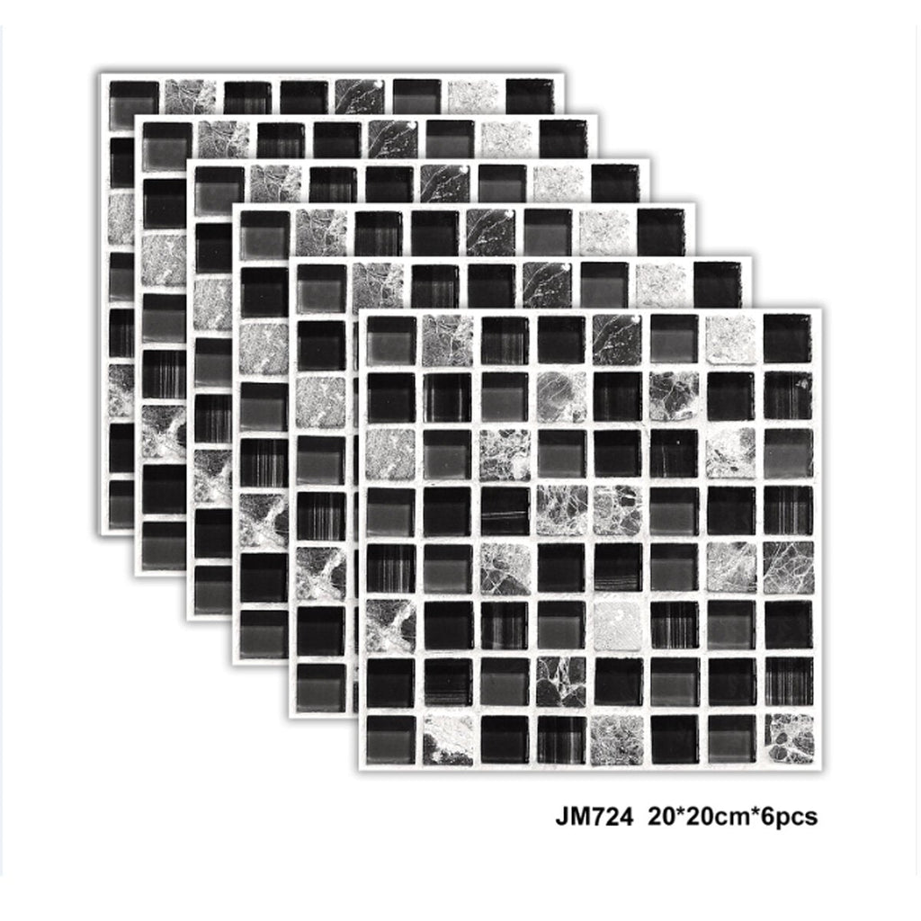 6Pcs Non-slip Waterproof Kitchen Bathroom Floor Wall Tile Paste Decoration Sticker
