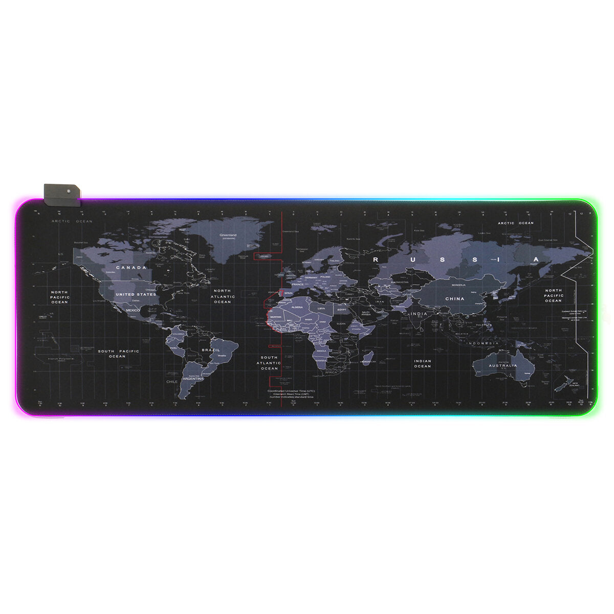 RGB Mouse Pad World Map Soft Rubber Anti-slip Gaming Keyboard Mouse Pad Desktop Protective Mat for Home Office