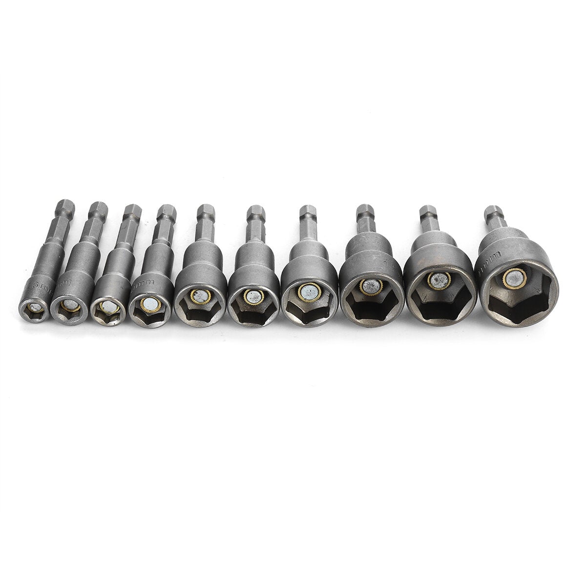 10pcs 1/4 Inch 6-19mm Magnetic Nut Driver Socket Set Metric Impact Drill Bits
