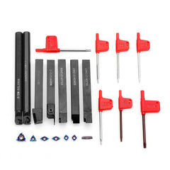 7pcs 12mm Shank Lathe Boring Bar Turning Tool Holder Set With Blue Nano Carbide Inserts