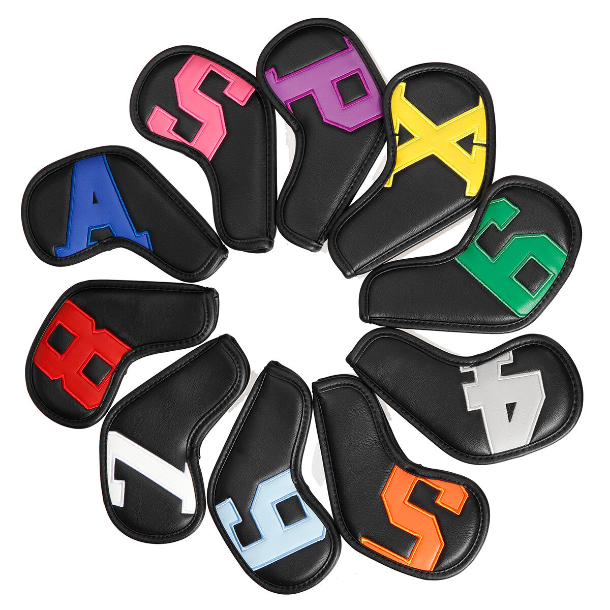 10pcs PU Leather Cover For Golf Clubs Iron Head Protector Set