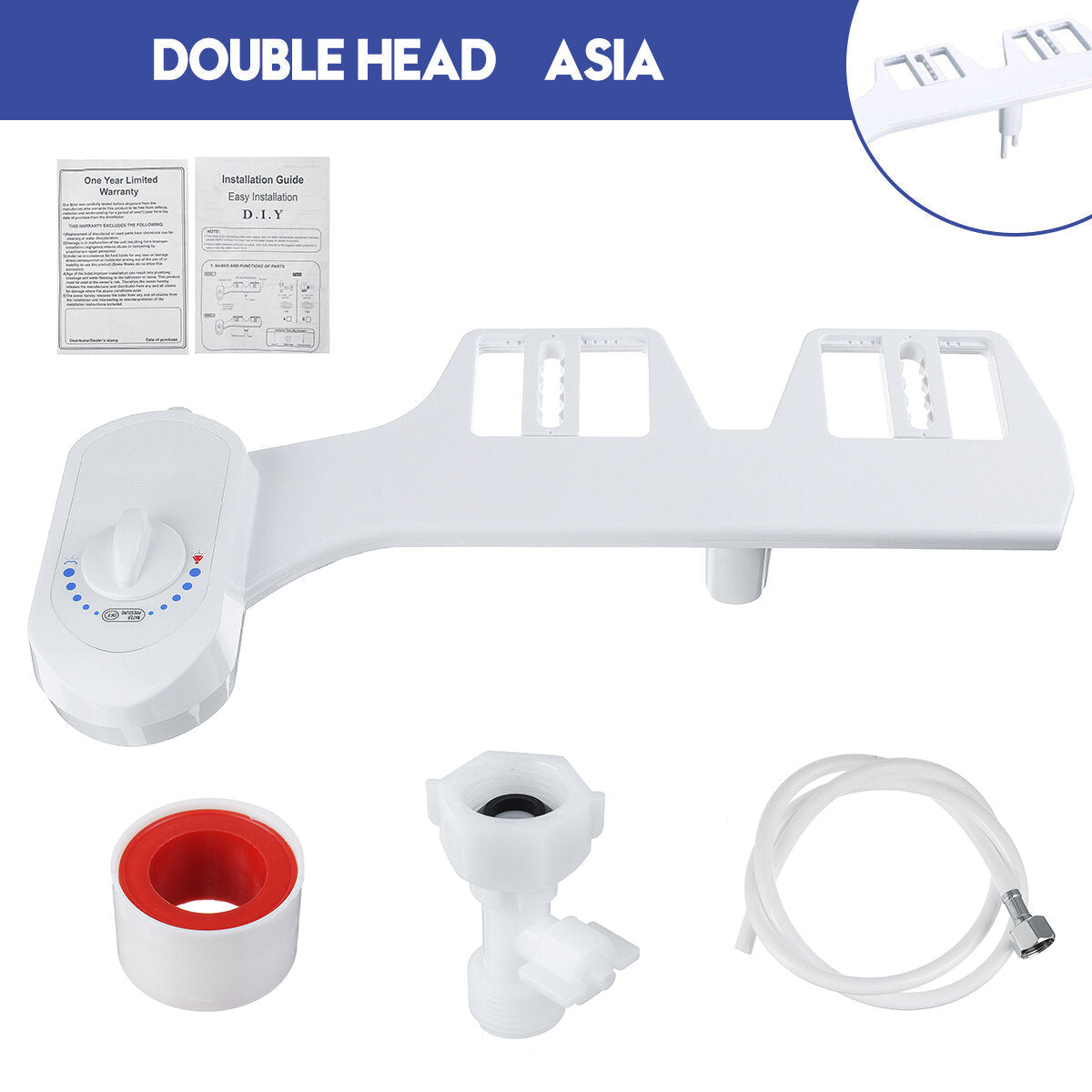 2 Modes Nozzles Toilet Bidet Seat Attachment Water Pressure Spray Non-Electric
