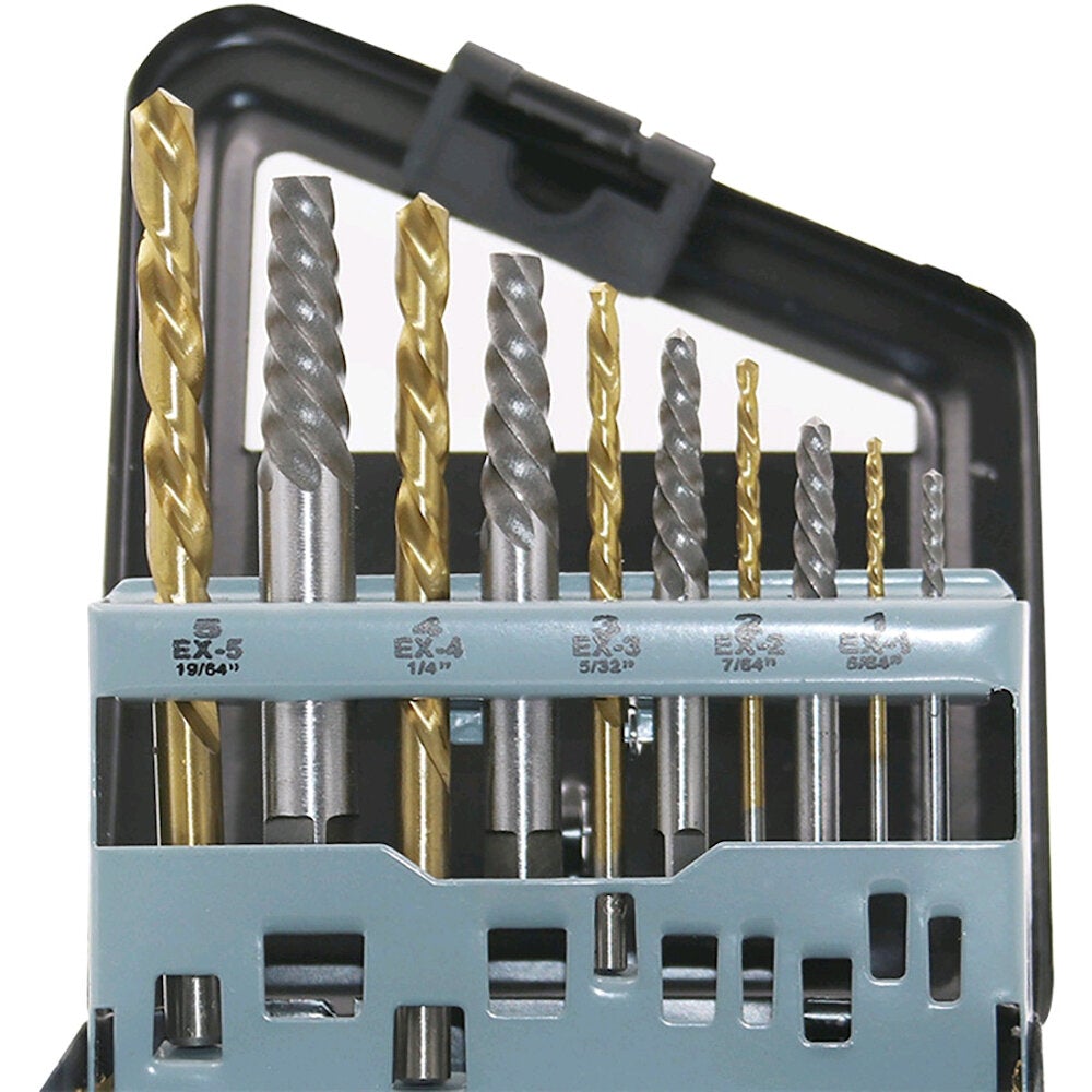 10Pc HSS Screw Extractor Left Hand Cobalt Drill Bit Set Easy to Lift from Broken Bolt Tools With Iron Box and Opp Bag