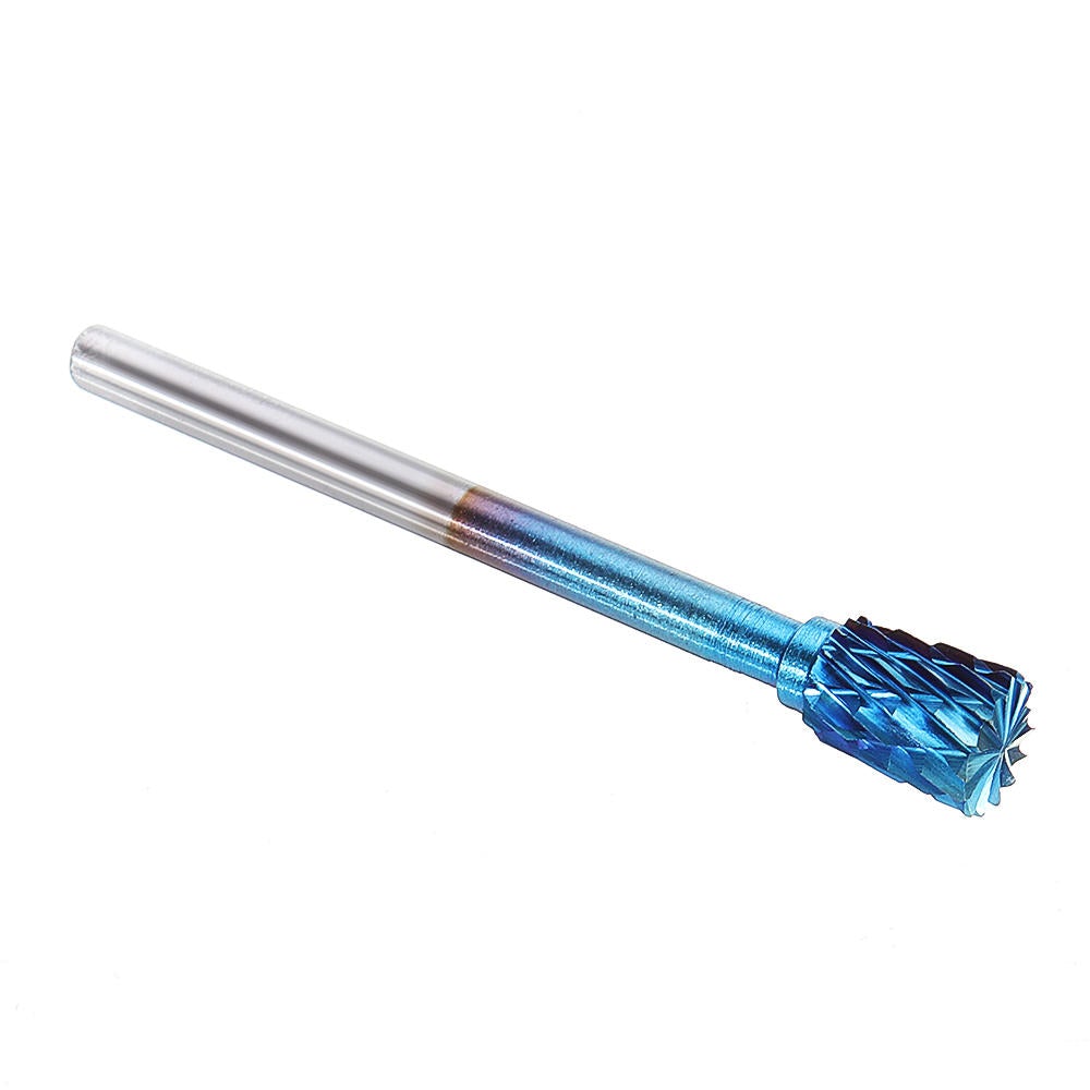 10Pcs 3mm Shank Blue Nano Tungsten Carbide Burrs 6mm Head Rotary File Set