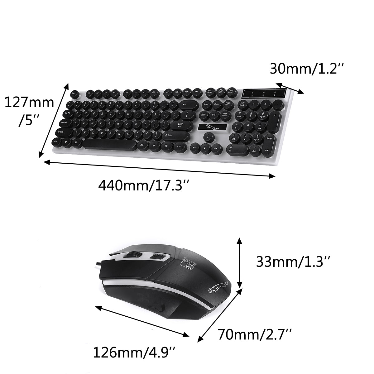 104 Keys Colorful Backlight USB Wired Gaming Keyboard and Gaming Mouse Combo for PC Laptop