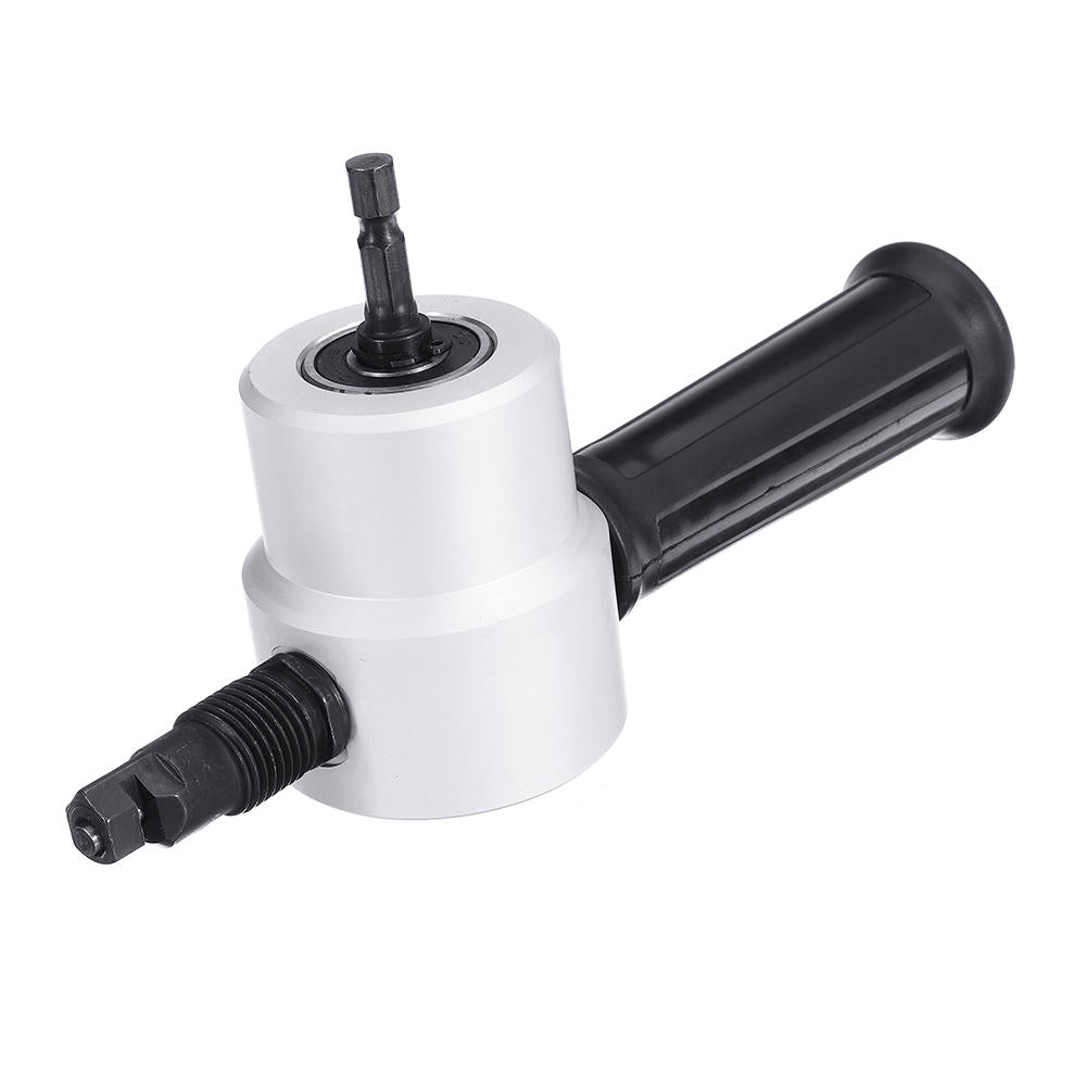 Silver 5Pcs YT-160A Double Head Metal Sheet Nibbler Cutter Drill Attachment with Wrench Cutting Blade Set for Electric Drill