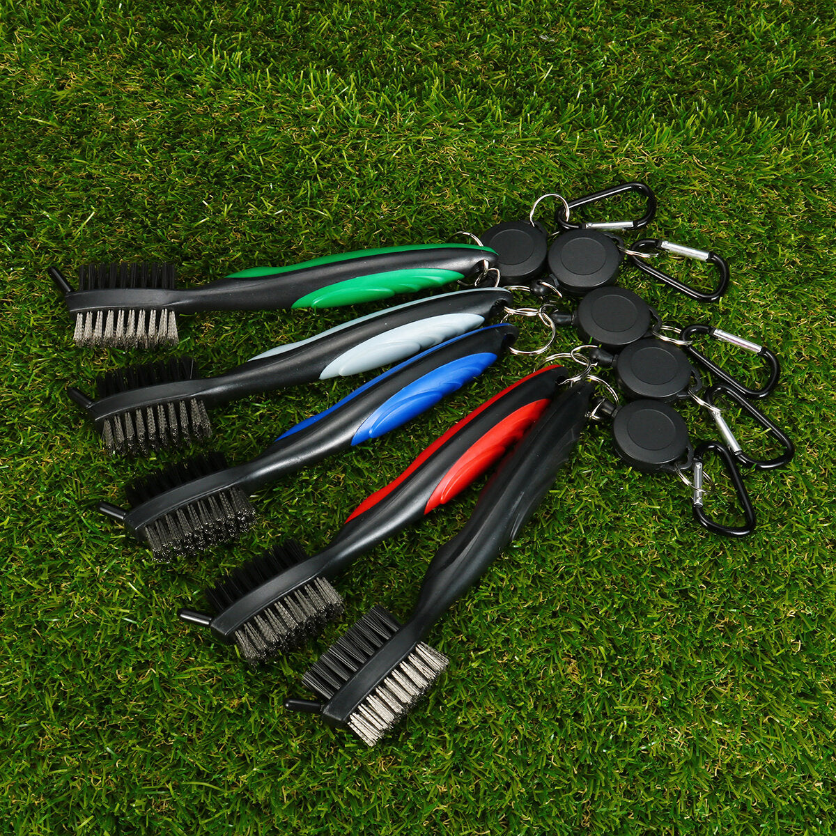 Double Sided Portable Retractable Zip-line Golf Club Brush Wedge Cleaner Cleaning Brush