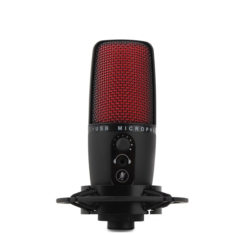 condenser studio microphone stereo recording with volume control real silent key led status display