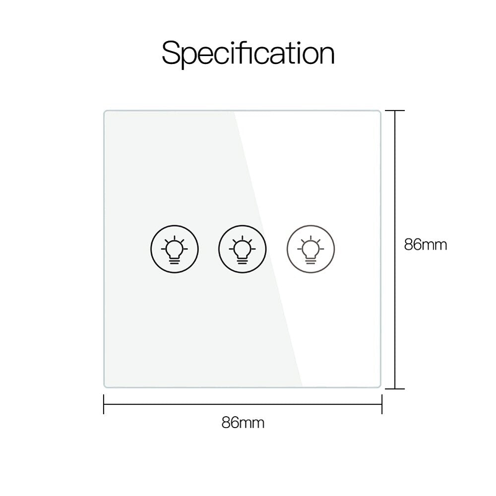 Dimming Switch Thyristor Stepless Dimming EU Smart Switch Works with Alexa Google Home 250V 1/2/3 Gang