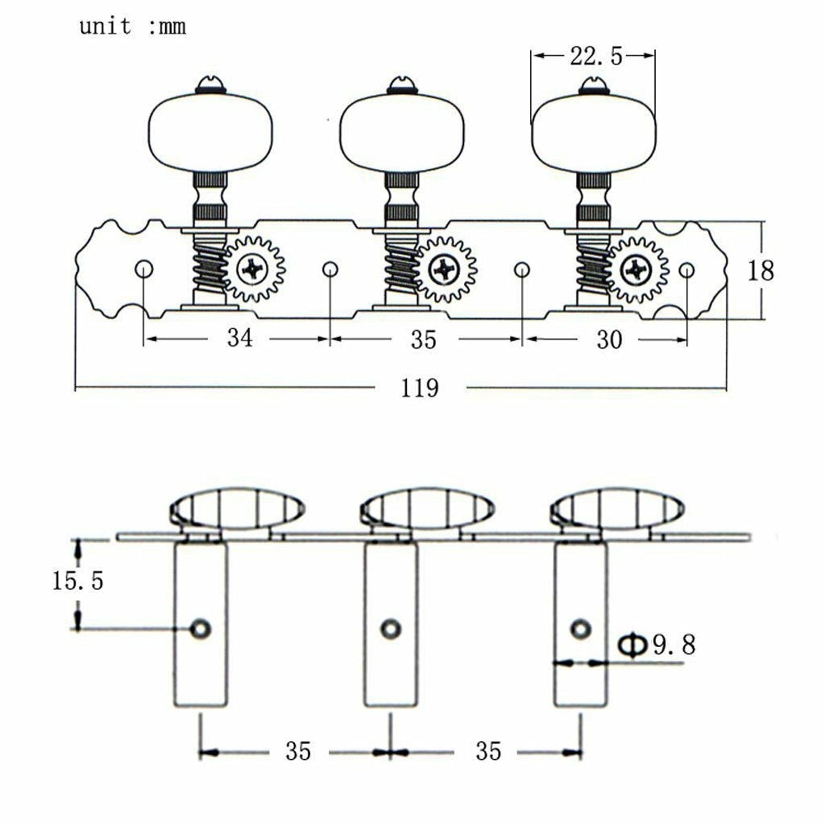 2Pcs Acoustic Classical Guitar Tuning Pegs Machine Heads Tuners Guitar Parts