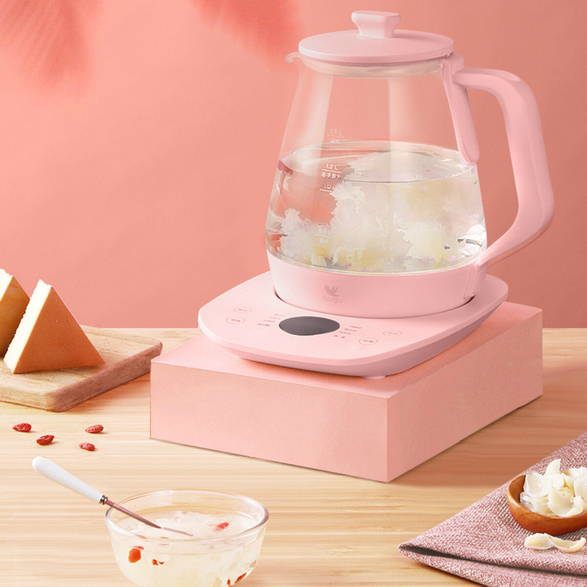 Electric Kettle 800W 1.5L Multifunctional Glass Tea Pot Household