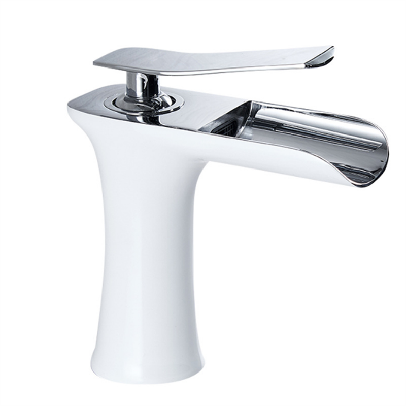 Bathroom Basin Waterfall Faucet Hot Cold Mixer Tap Single Hole Handle Sink Modern Vanity