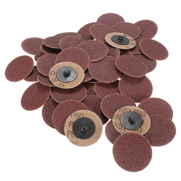 50pcs 2 Inch 80 Grit Roll Lock Sanding Disc Abrasive Pads