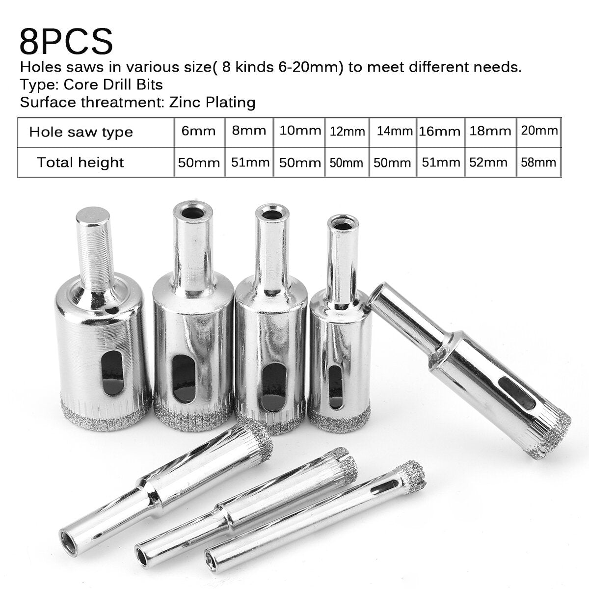 8/14/15/16/30Pcs 6mm-70mm Diamond Coated Drill Bit Set Tile Marble Glass Ceramic Hole Saw Drilling Bits For Power Tools
