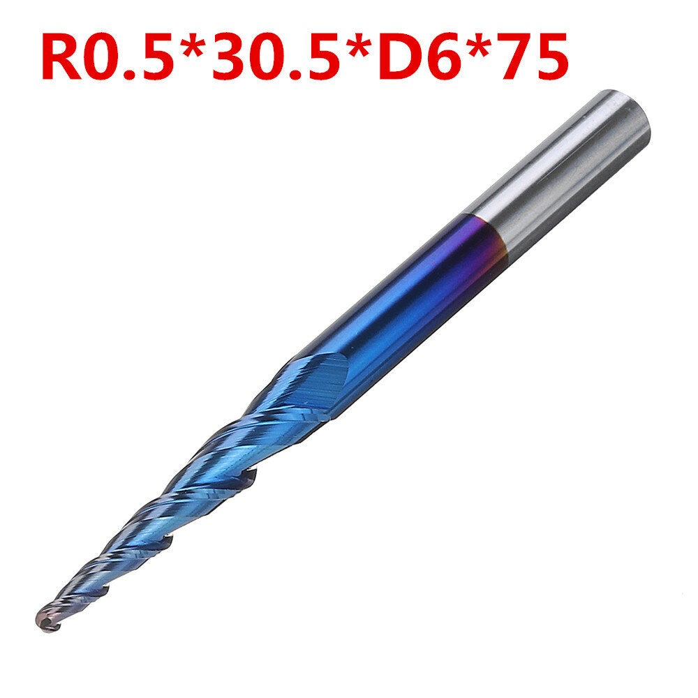 NACO-blue 2 Flutes Ball Nose Milling Cutter R0.25/ R0.5/ R0.75/ R1.0 *30.5*D6*75