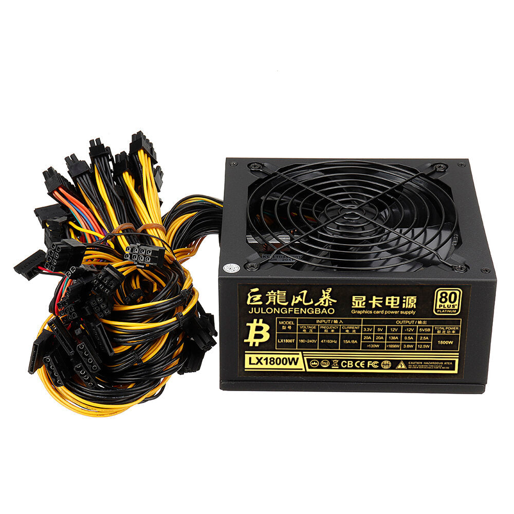 1800W Miner Graphics Card Power Supply For Mining 180~240V 80Plus Platinum Certified ATX PSU