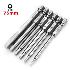 6pcs 75mm H2-H6 Magnetic Hexagon Head Screwdriver Bits 1/4 Inch Hex Shank