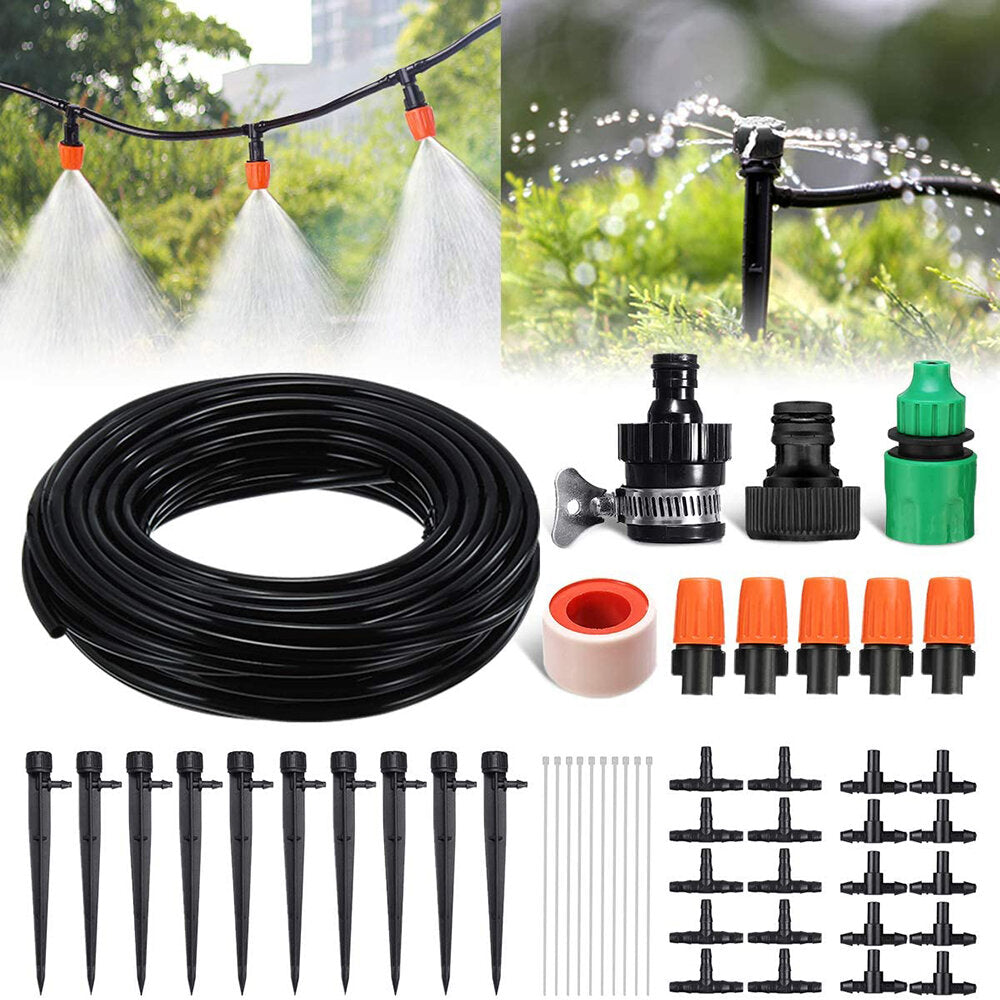 45Pcs 50ft/15m Drip Irrigation Kit Garden Irrigation System with Distribution Tubing Hose Adjustable Nozzles