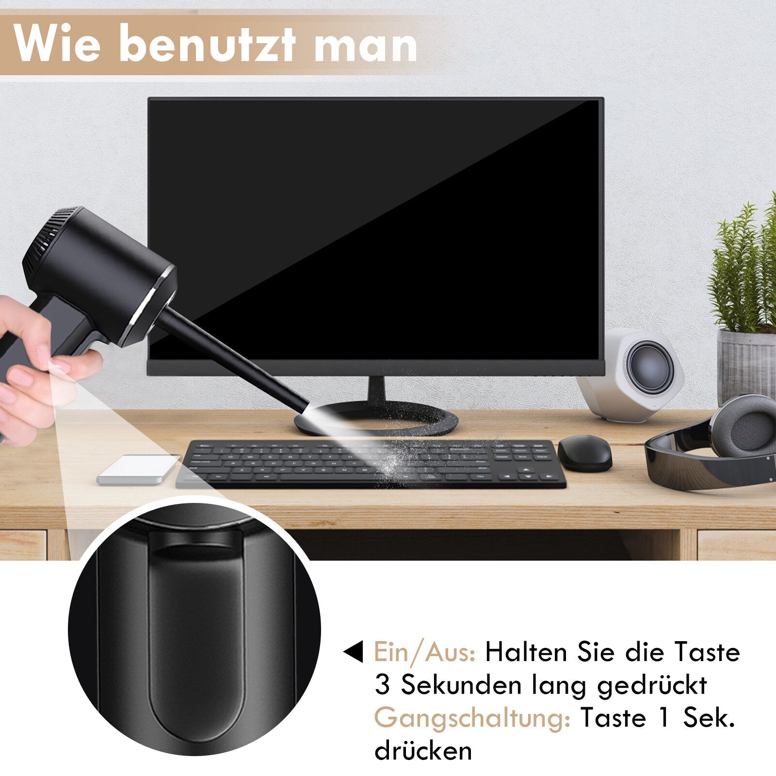 45000RPM Keyboard Cleaner Rechargeable Cordless Handheld Desk Cleaning Machine for Cleaning Dust Hairs Crumbs for Sofa Piano Computer Car Pet House