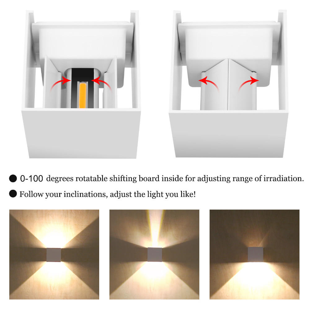 AC 220V Waterproof 7W Aluminum Cube COB LED Wall Lamp Light Modern Home Lighting
