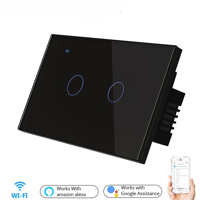 US WiFi Smart Lights Wall Touch Switch APP Voice Remote Control Wireless Lamp Smart Home Switch 2Gang 1/2 Way