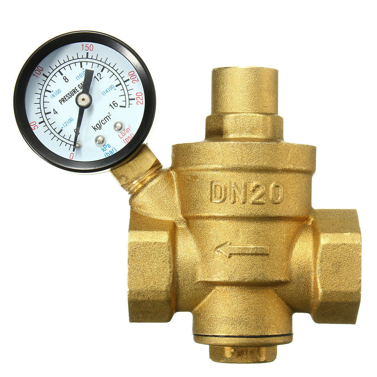 Adjustable Water Heater Pressure Reducing Valve with Gauge Meter Safety Relief Regulator Controller