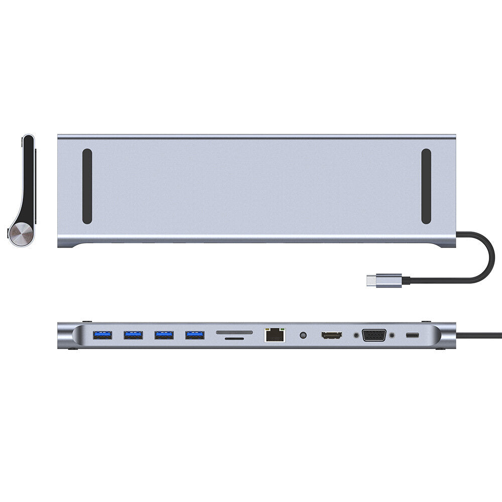 11 in 1 Docking Station Hub Adapter With 100W 4K HDMI-Compatible VGA RJ45 Gigabit Ethernet