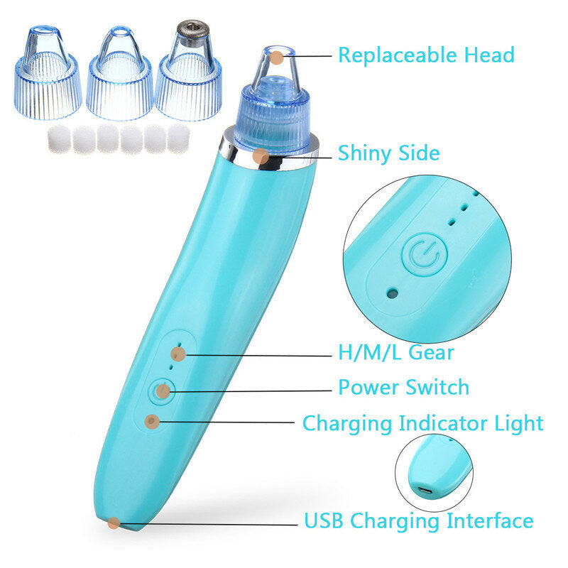 Face Facial Cleansing DC5V 850mA USB Electric Nose Pore Cleanser Cleaner Vacuum Beauty Machine Blackhead Zit Acne Remover Tool