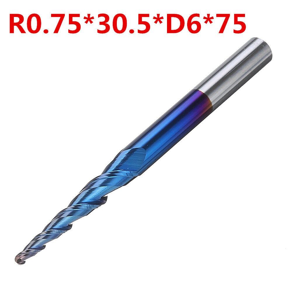 NACO-blue 2 Flutes Ball Nose Milling Cutter R0.25/ R0.5/ R0.75/ R1.0 *30.5*D6*75