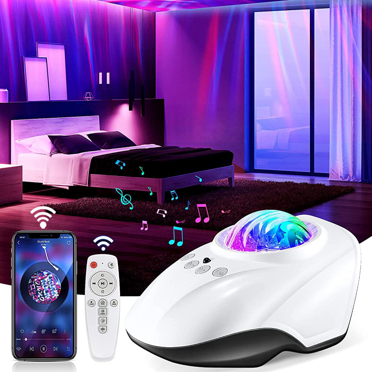 Bluetooth Star Projector Speaker Music Player White Noise Star Light Projector Night Light Projector