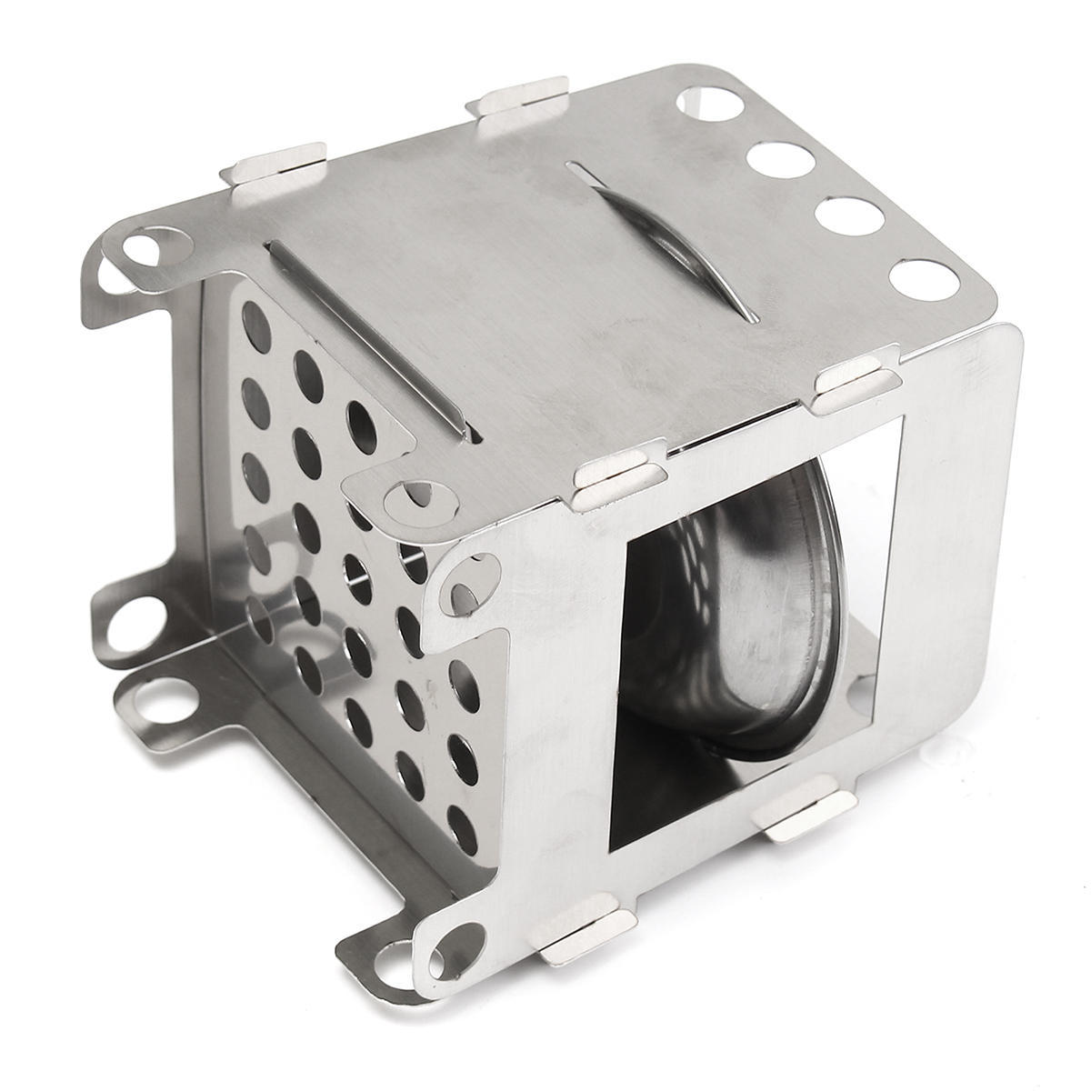 Outdoor Portable Wood Cooking Stove Stainless Steel Picnic BBQ Burner Furnace Camping Hiking