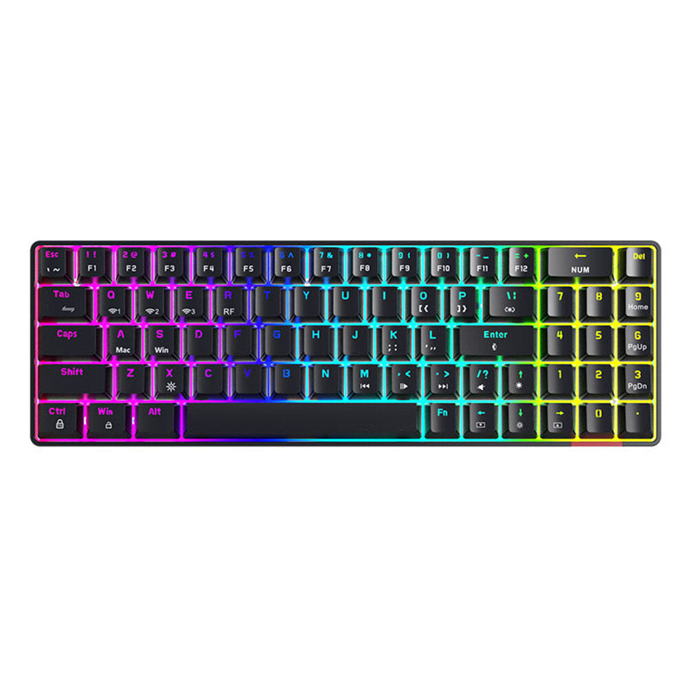 Mechanical Gaming Keyboard Translucent Keycaps Triple-Mode With Musical Rhythm RGB Backlit