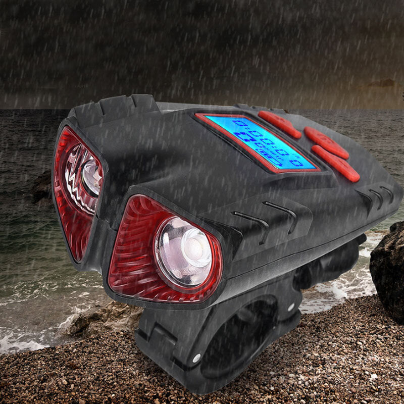 1200LM 2xT6 Wireless Bike Front Light Waterproof Bicycle Computer 120dB Bike Horn USB Charging Night Riding Warning Lamp