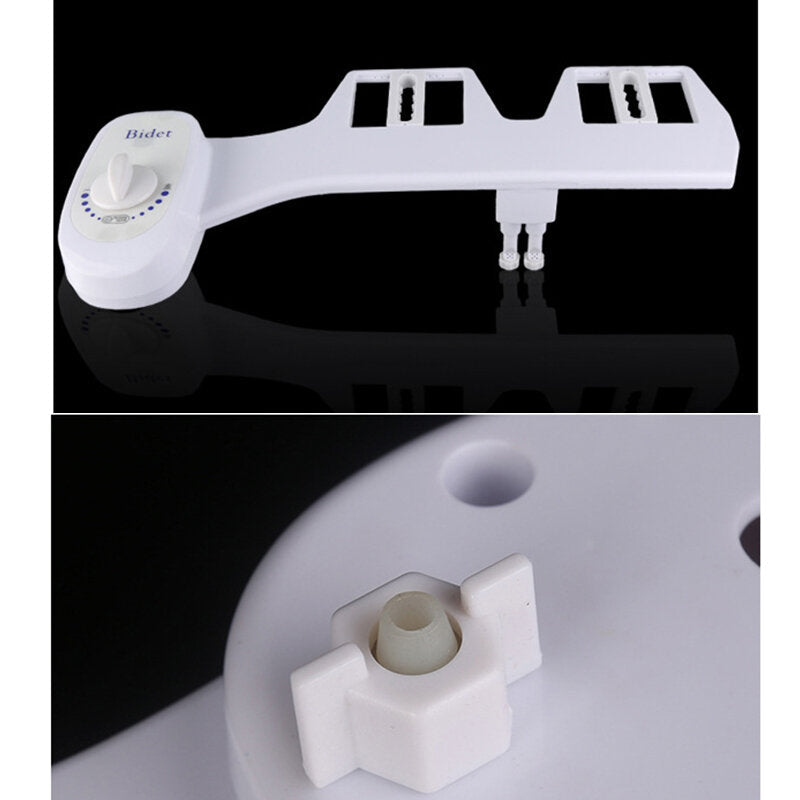 Bidet White Double-head Attachment Portable Manual Plastic Toilet