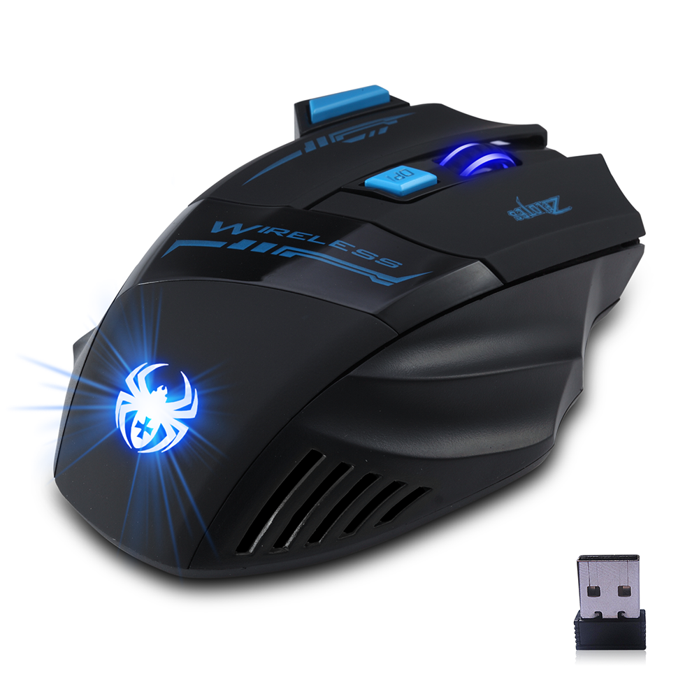 2.4GHz Wireless Mouse 600-2400DPI Cool Breathing Light Optical Gaming Mouse with USB Receiver