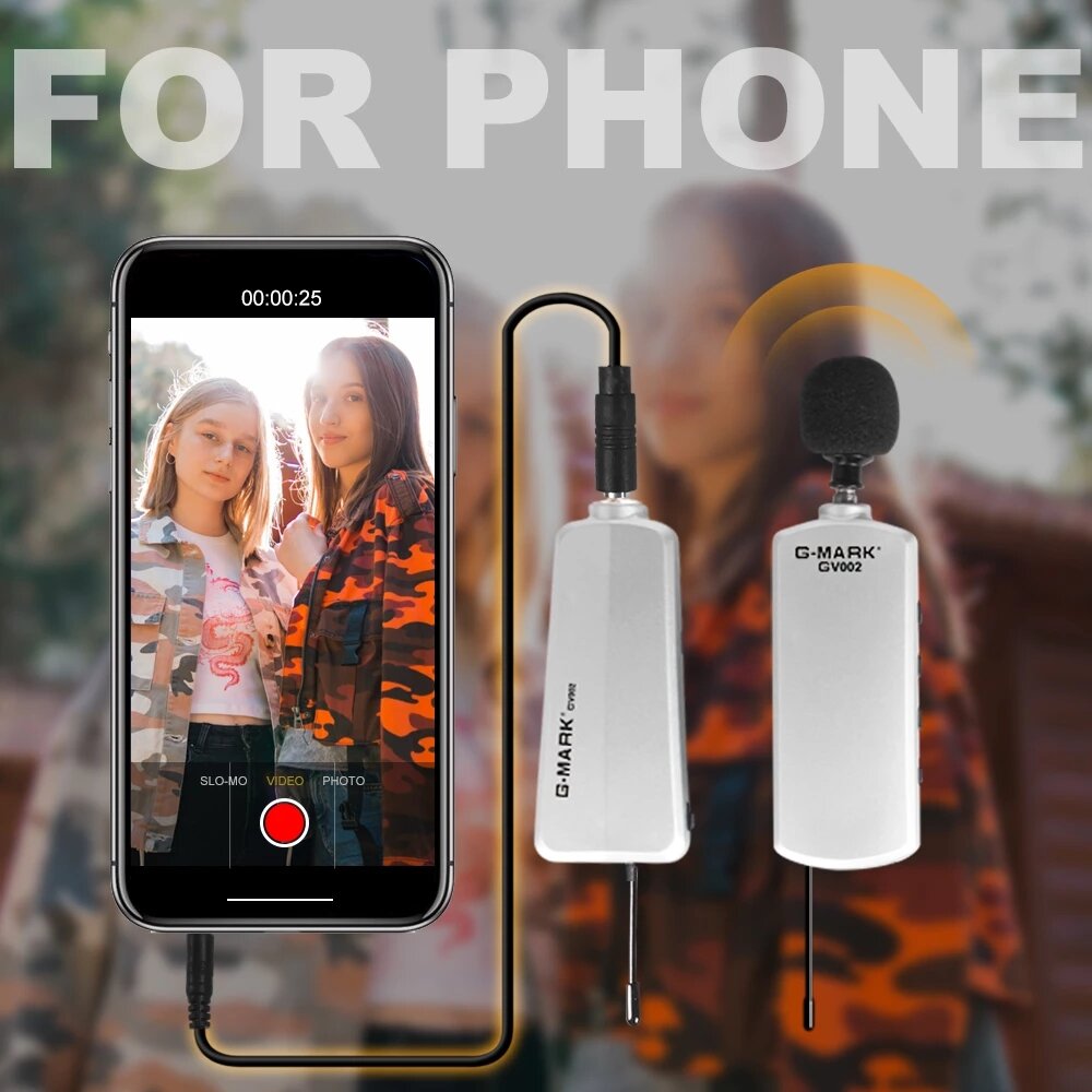 Camera Microphone Wireless Lavalier Mic For Asmr DSLR Interview Live Recording Lithium Battery 50m Range
