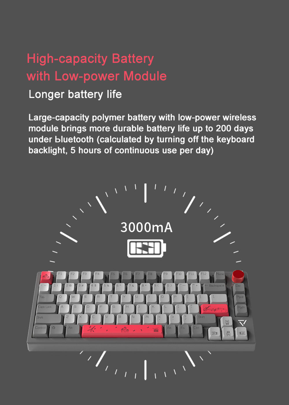 Mechanical Keyboard 81 Keys PBT Sublimation MDA Profile Keycaps Triple-Mode