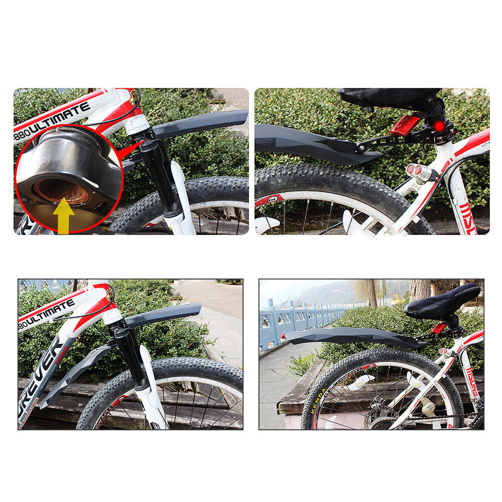 2PCS Cycling Mountain Bike Bicycle Front + Rear Fender Removable With LED Taillight Mudguard Road