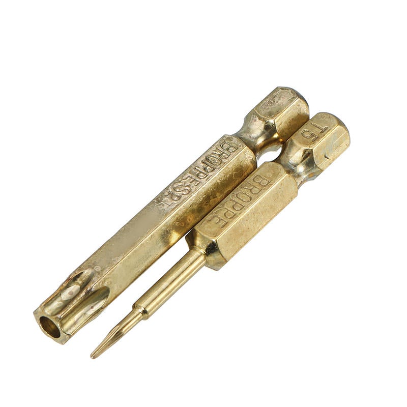 12pcs Gold T5-T40 50mm Magnetic Torx Screwdriver Bits 1/4 Inch Hex Shank