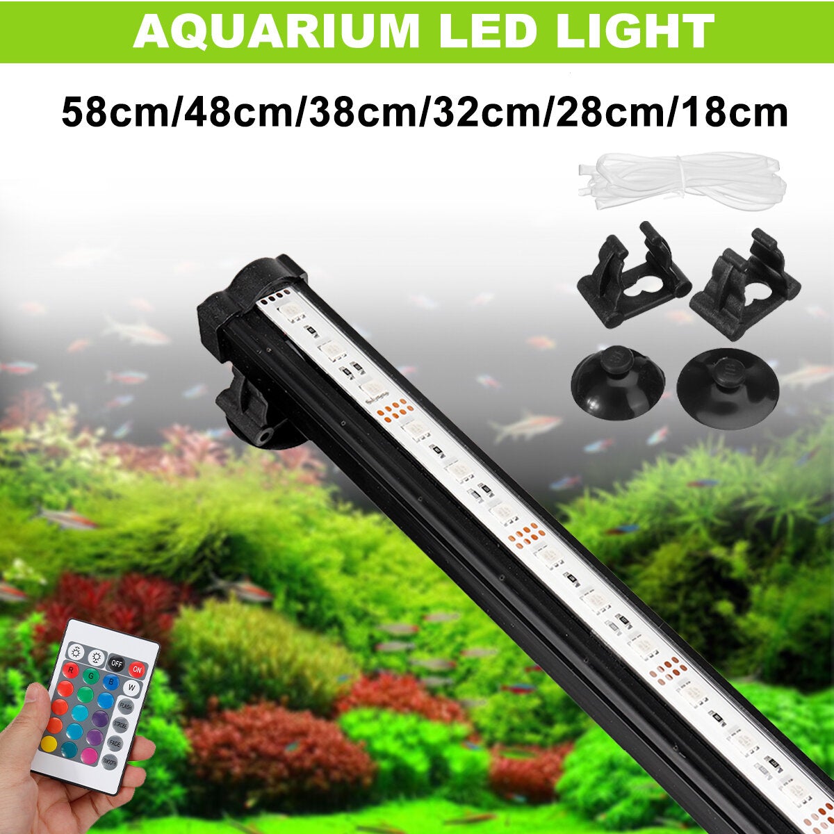 Aquarium Fish Tank LED Aeration Bubble Light Remote Control Diving Under IP68 Bright Colorful Lights
