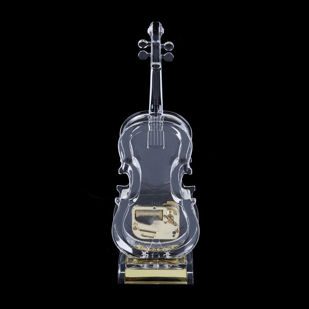 Mechanical Wind-up Violin Shape Music Box Home Decoration Birthday Gifts