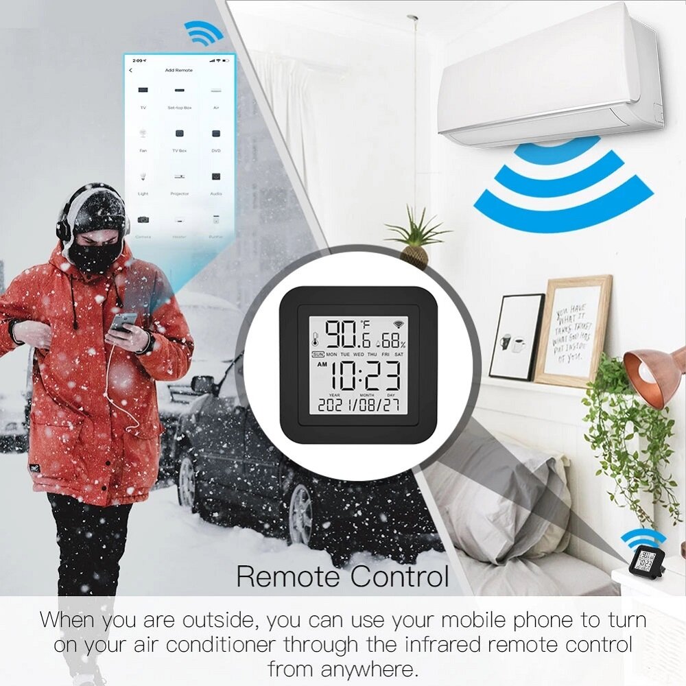 WiFi Smart Remote Controller Temperature and Humidity Sensor for Air Conditioner TV AC Works with Alexa Google Home