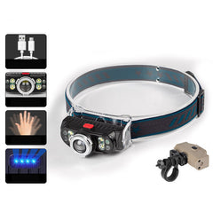 Induction LED Headlamp Super Bright Zoomable 4 Modes USB Rechargeable Work Light Flashlight with Magnet