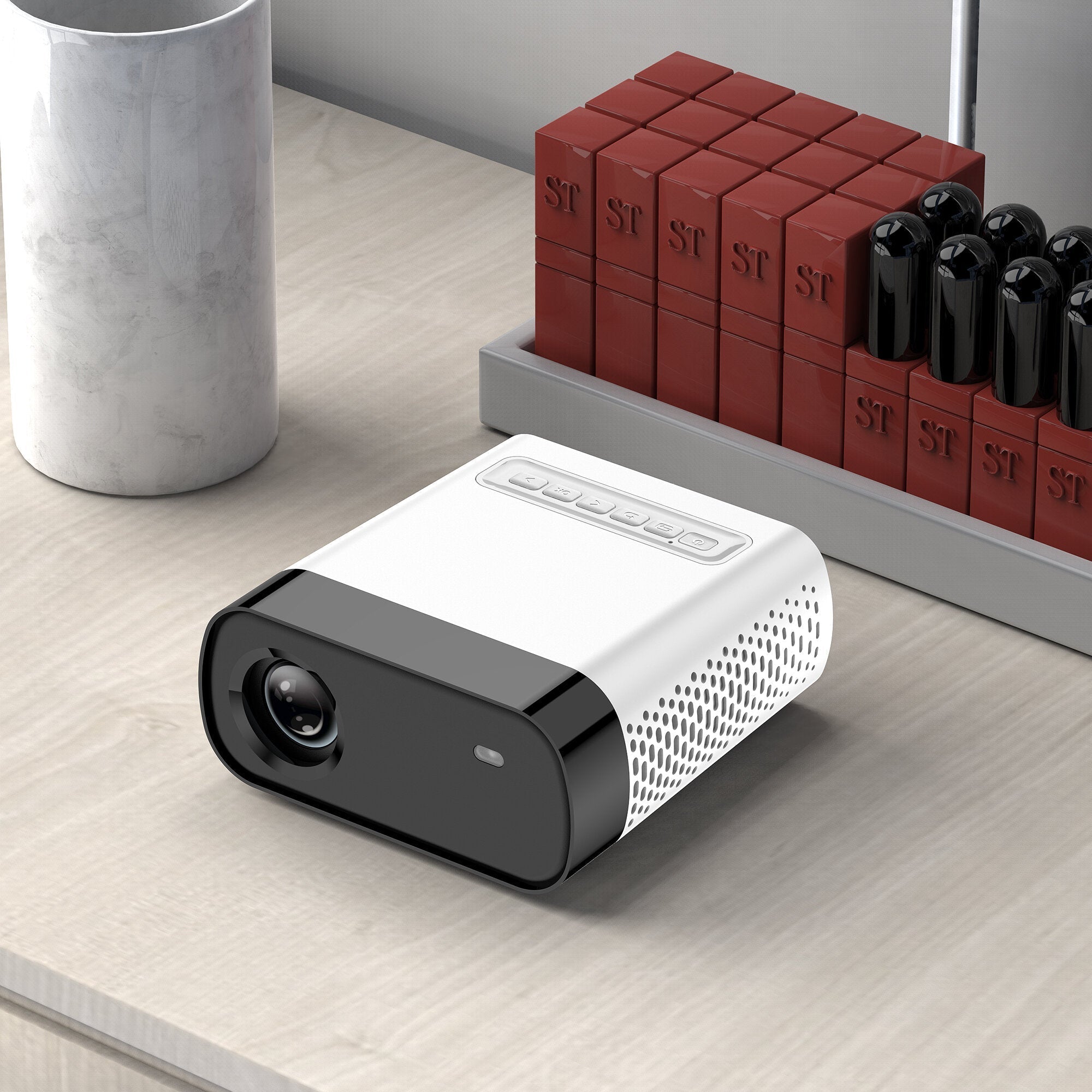 Mini LED Projector 1800Lumens 2000:1 Contrast Ratio 4K 1080P Supported EU Plug Outdoor Movie Home Theater