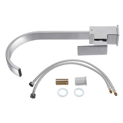 Modern Swivel Spout Kitchen Sink Taps Basin Mixer Tap Square Brass Faucet