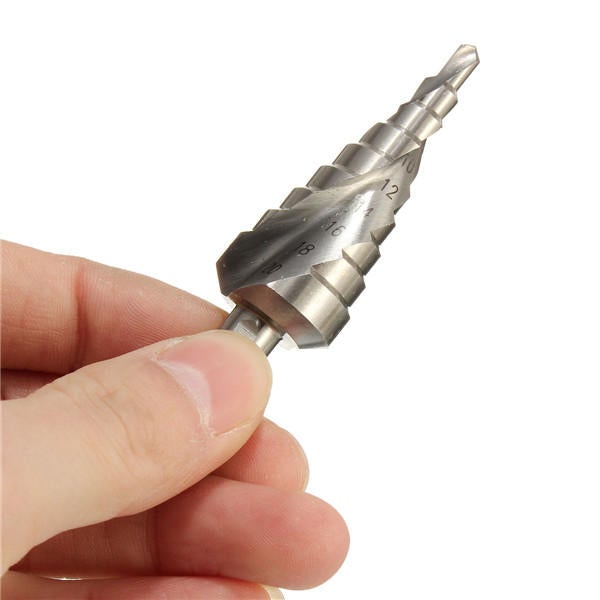 4-12/20/32mm HSS Hex Shank Spiral Groove Step Cone Drill Bit Hole Cutter