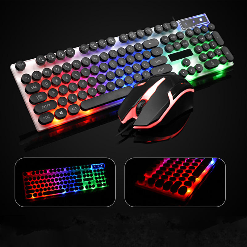 Rainbow Backlit USB Wired 104Key Mechanical Keyboard and 1600 DPI LED Mouse Combo