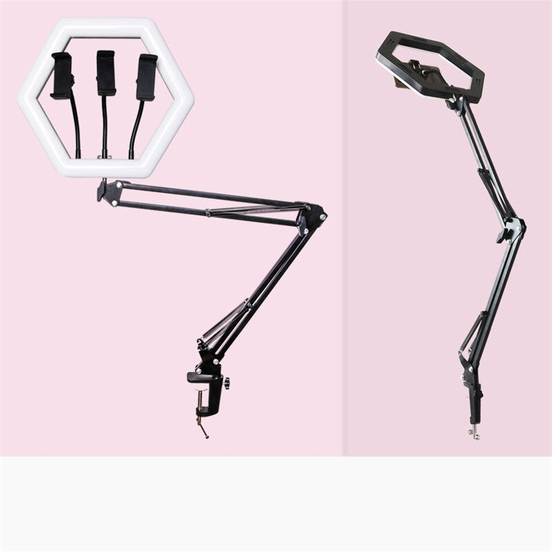Desktop Stand LED Lamp Light Mobile Phone Bracket Ring Light USB Powered Color Temperature Brightness Control Selfie Photography Phone Streaming Light